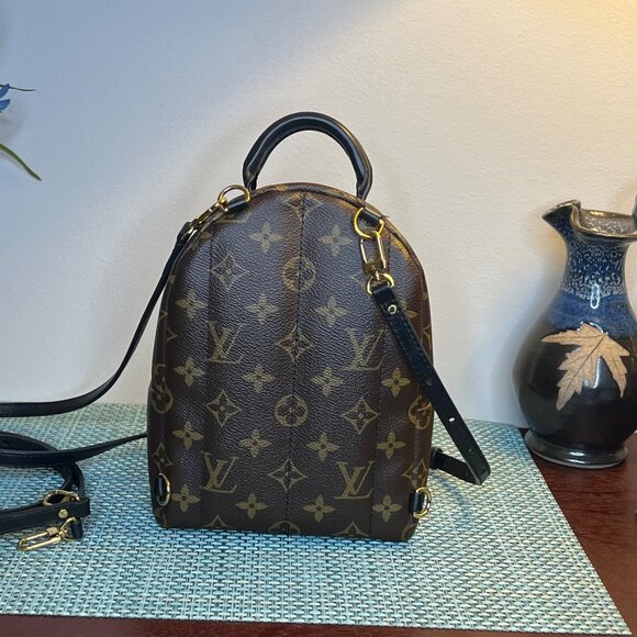 Louis Vuitton Monogram Palm Springs Mini Backpack, blk leather trim, Gold HW - Picture 9 of 16